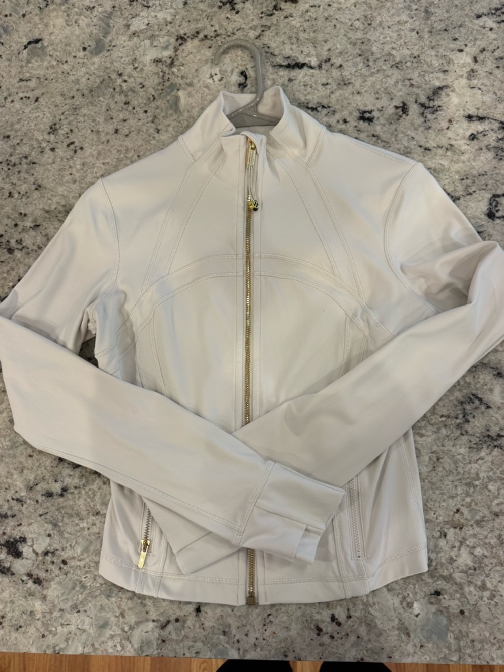lululemon athletica Women's Cream Zip-Front Jacket with Gold Hardware